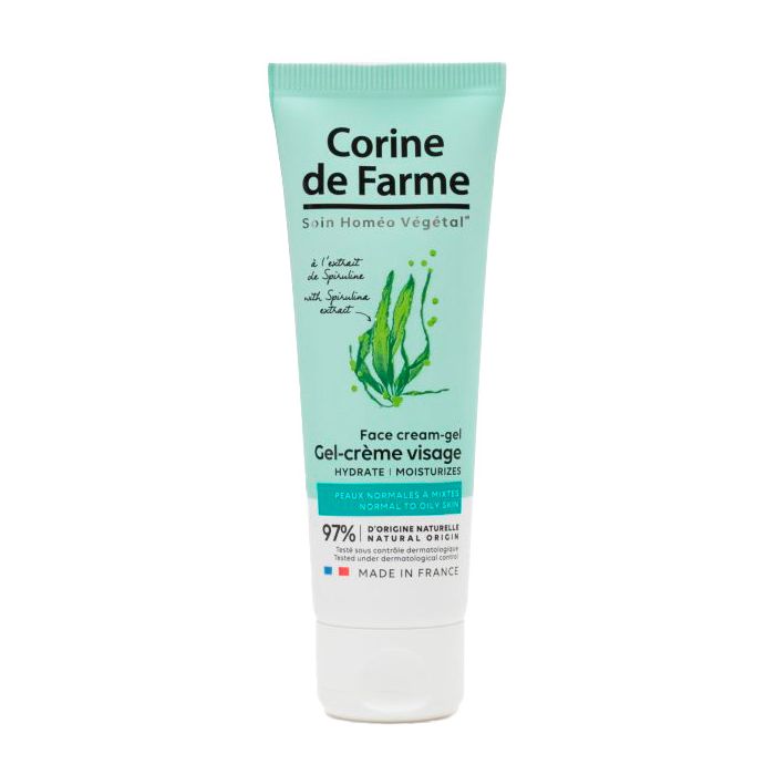 Гель-крем Corine de Farme (Корін де Фарм) з екстрактом спіруліни для нормальної та жирної шкіри обличчя, 50 мл
