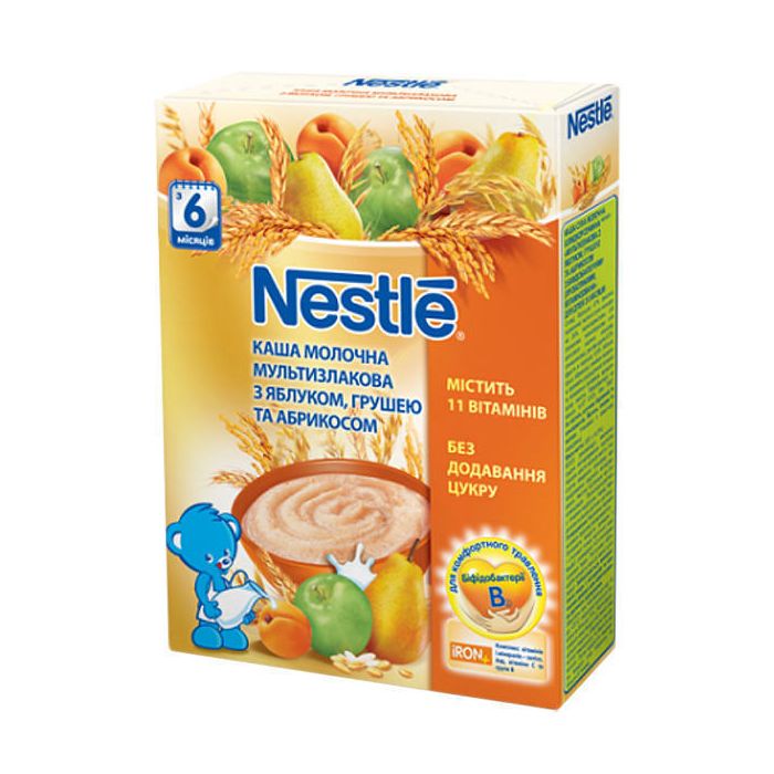 Каша Nestle молочна мультизлакова з яблуком, грушею та абрикосом (з 6 місяців)