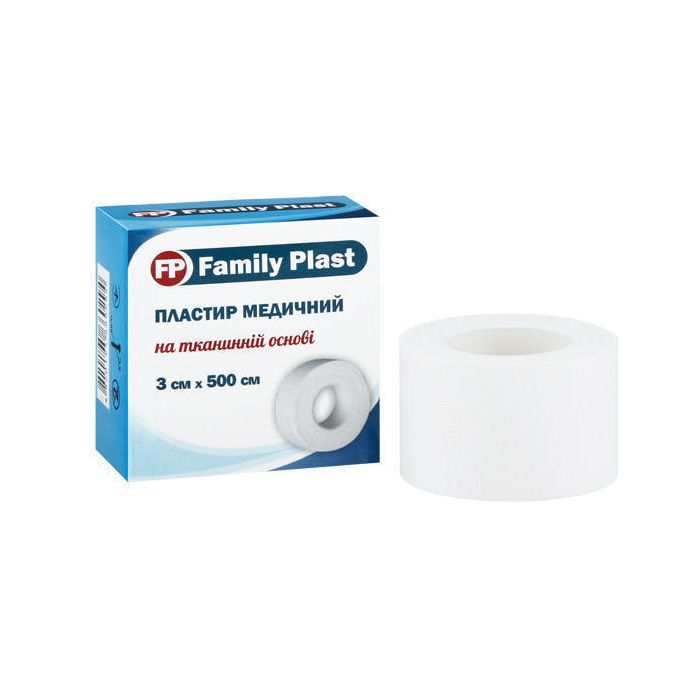 Пластир Family Plast медичний на тканинній основі паперова упаковка 3 см*500 см