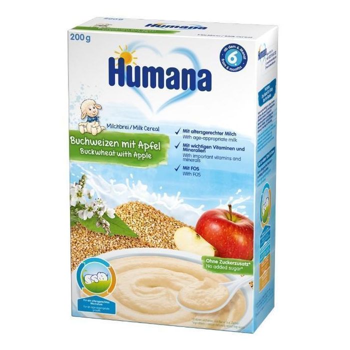 Каша Humana молочная гречневая с яблоками (с 6 месяцев) 200 г