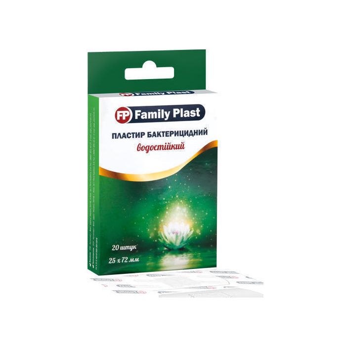 Пластир Family Plast бактерицидний на полімерній основі водостійкий 25*72 мм №20