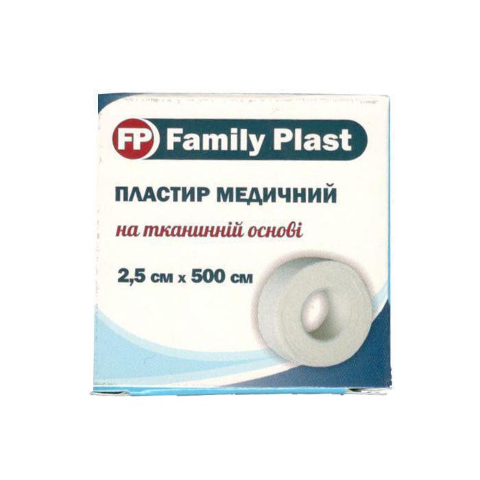 Пластир Family Plast медичний на тканинній основі 2,5 см х 500 см