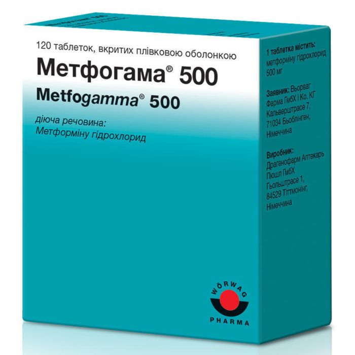 Метфогама 500 мг таблетки №120