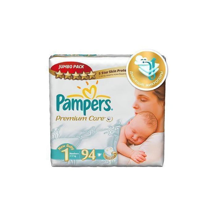 Підгузки Pampers Premium Care born р.1 (2-5 кг) (Джамбо) №94