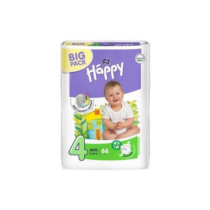 Підгузки Happy Maxi р.4 (8-18 кг) 66 шт