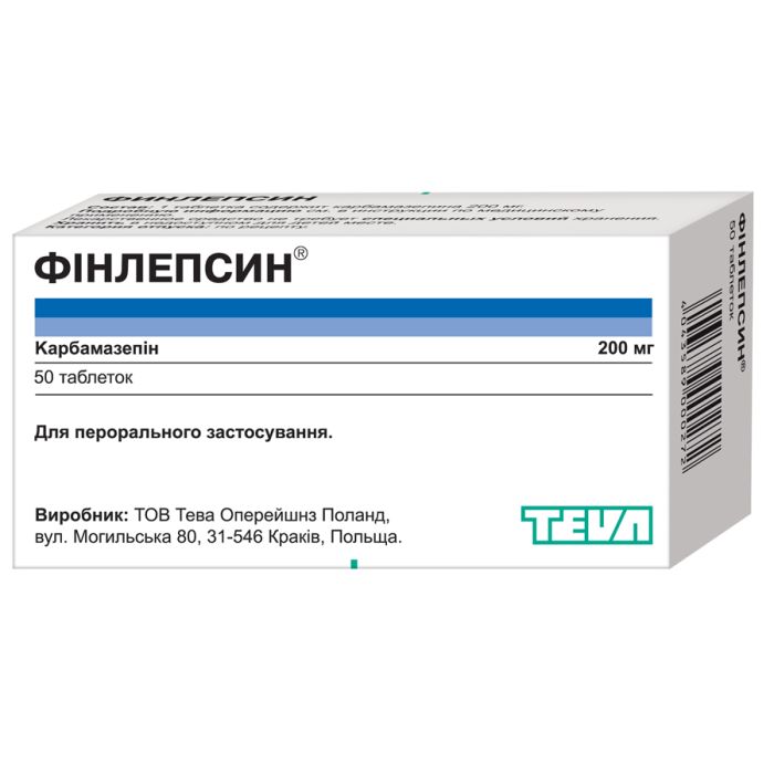 Фінлепсин 200 мг таблетки №50