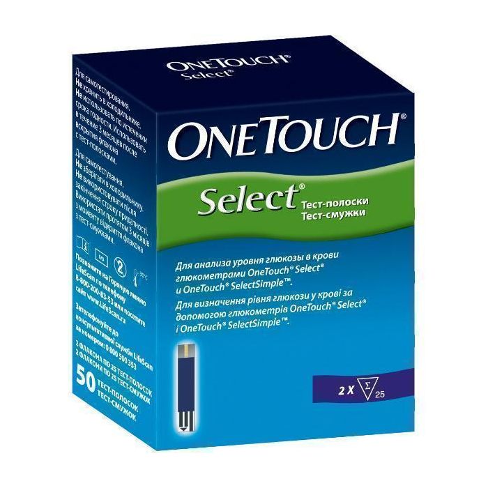 Тест-смужки OneTouch  Select (для визначення глюкози в крові) №50