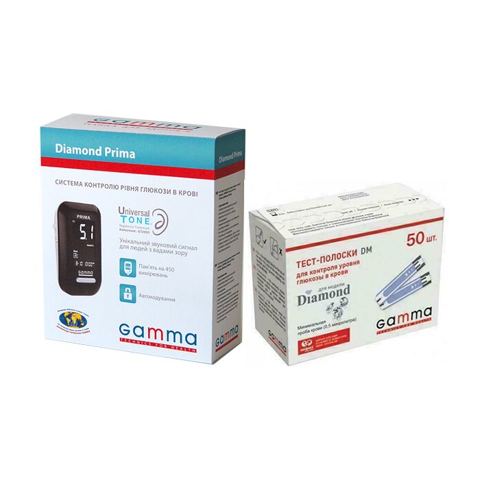 Набор тест-GAMMA DM (50) 2 уп. + Глюкометр GAMMA PRIMA - фото №1 Набор тест-GAMMA DM (50) 2 уп. + Глюкометр GAMMA PRIMA