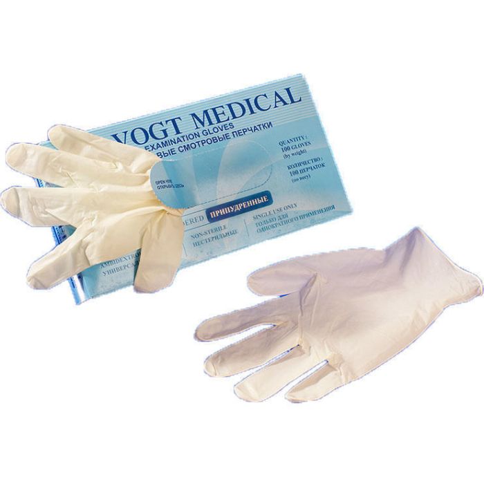 Перчатки Vogt Medical медицинские смотровые латексные припудренные нестерильные (р.L)