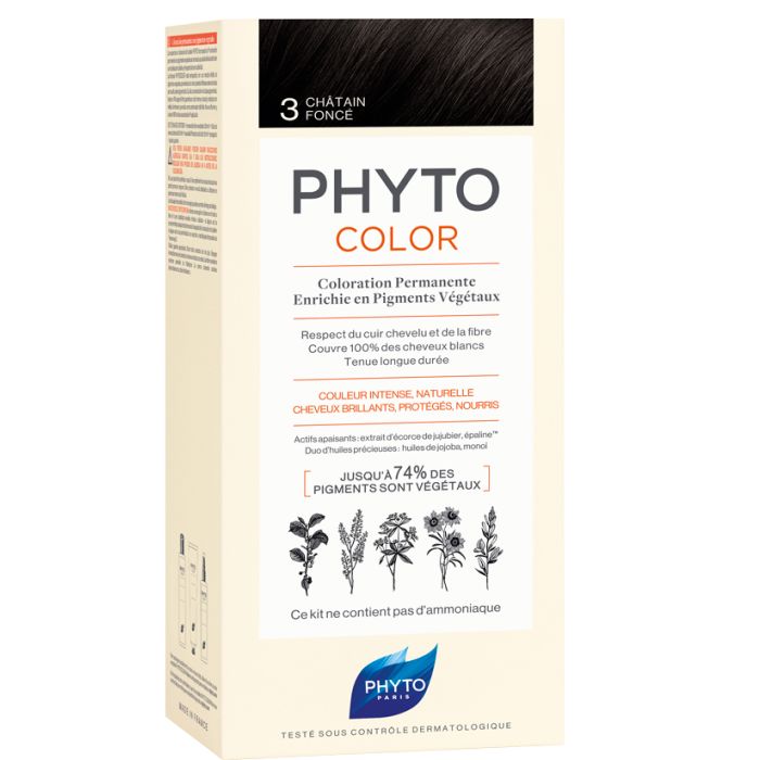 Крем-краска для волос Phyto (Фито) Phytocolor Тон 3 (темный шатен)