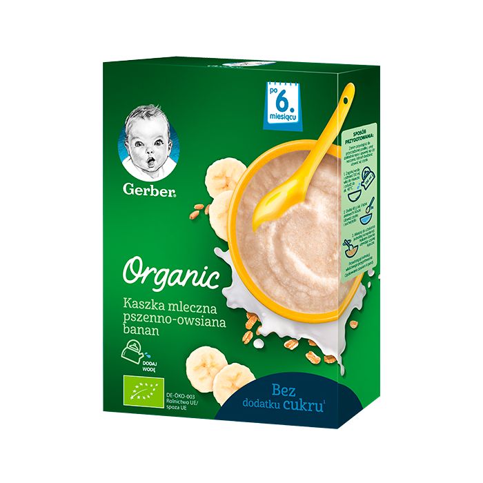 Каша Gerber Organic пшенично-вівсяна з бананом з 6 місяців 240 г