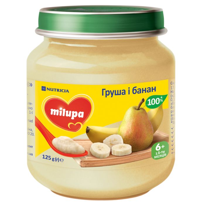 Пюре Milupa Банан и груша (з 6 місяців) 125 г