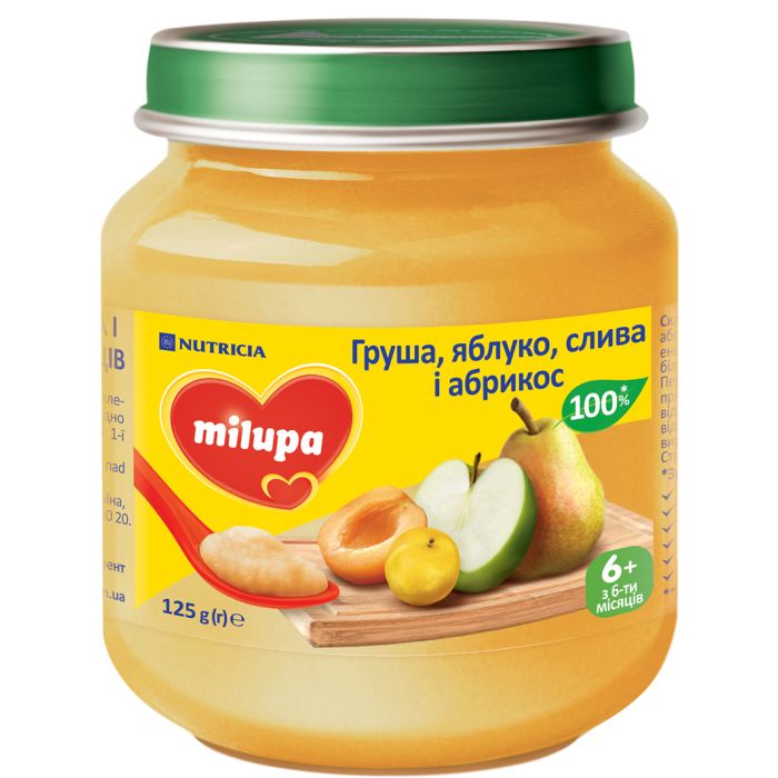 Пюре Milupa Груша, яблуко, слива і абрикос (з 6 місяців) 125 г