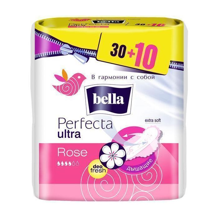 Прокладки Bella Perfecta Rose Deo Fresh Softiplait 30 + 10 шт