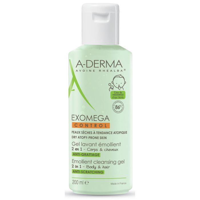 Гель A-Derma (А-Дерма) Exomega Control для душа очищуючий з екстрактом вівса Реальба і Омега-6 2 в 1 200 мл