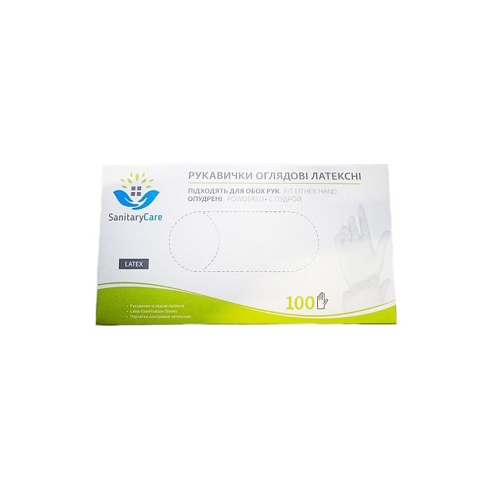 Перчатки медицинские латексные Sanitarycare (р.М) №100
