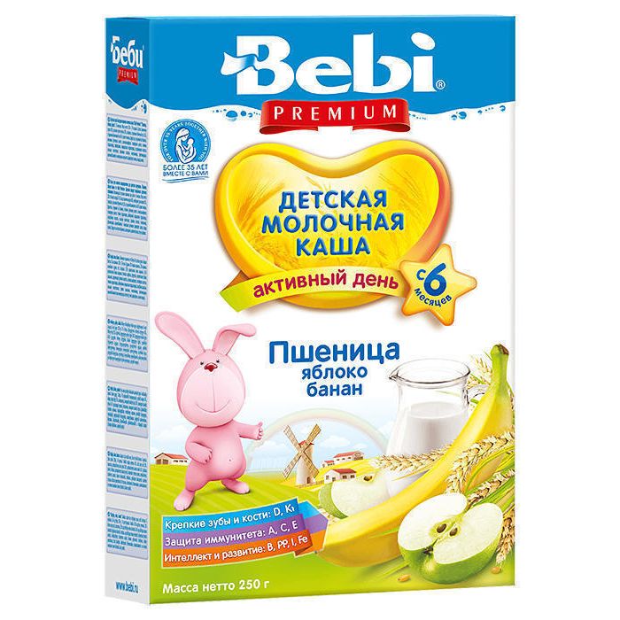 Каша Kolinska Bebi Premium пшениця, яблуко, банан з 6 місяців 250 г