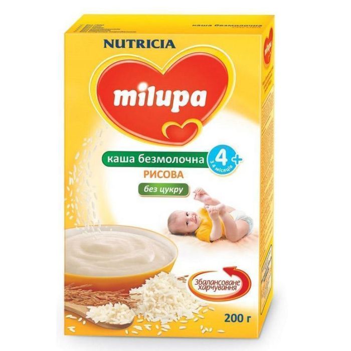Каша Milupa безмолочна суха швидкорозчинна рисова з 4 місяців 200 г