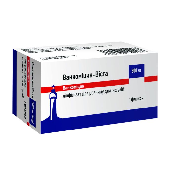 Ванкоміцин-Віста 500 мг ліофілізат для розчину для інфузій флакон 10 мл №1