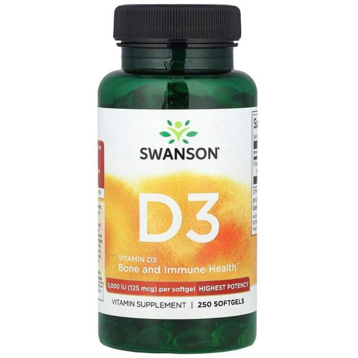 Swanson (Свенсон) Вітамін D3 Vitamin D3 Highest Potency 5000 МО (125 мкг) капсули №250
