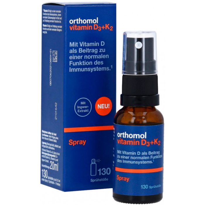 Orthomol Vitamin D3+K2 Spray для иммунной системы и здоровья костей, спрей 20 мл