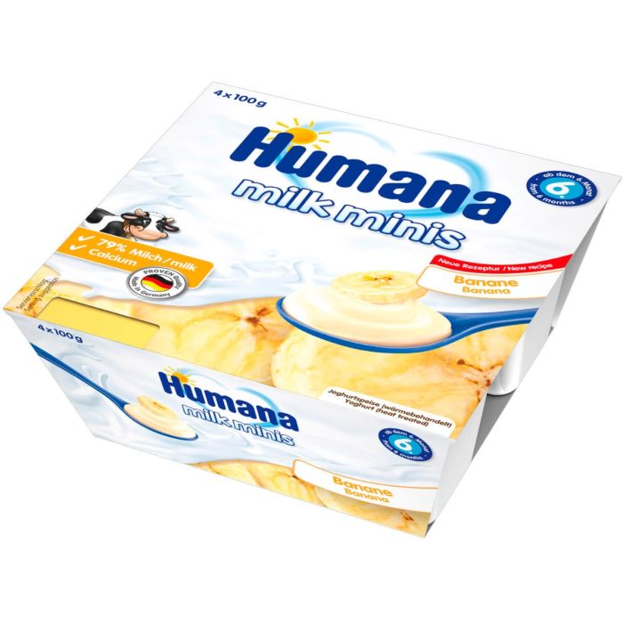 Кисломолочний продукт Humana з бананом, 400 г (4 уп. до 100 г)