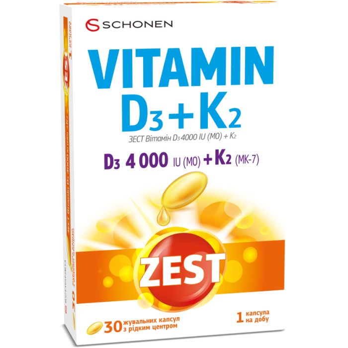 Zest Вітамін Д3 4000 МО+К2 капсули №30