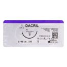 Шовний матеріал Dacril 1 довжина 90 см голка 40 мм 1/2 кола №1 foto 1