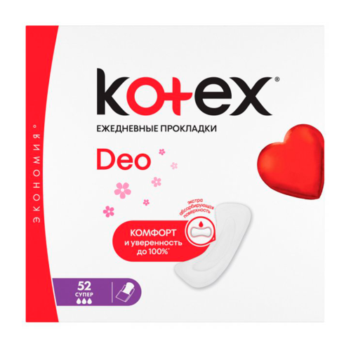 Прокладки Kotex Super deo №52 - фото №1 Прокладки Kotex Super deo №52