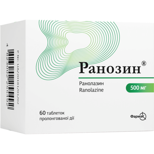 Ранозин 500 мг таблетки пролонгованої дії №60 - фото №1 Ранозин 500 мг таблетки пролонгованої дії №60