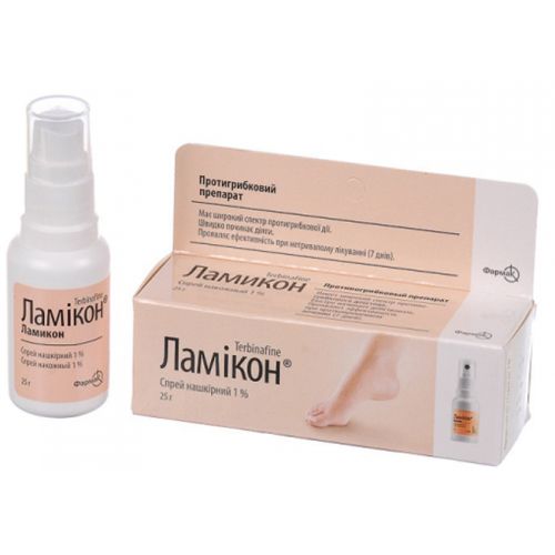 Ламикон 1% спрей 25 г - фото №1 Ламикон 1% спрей 25 г