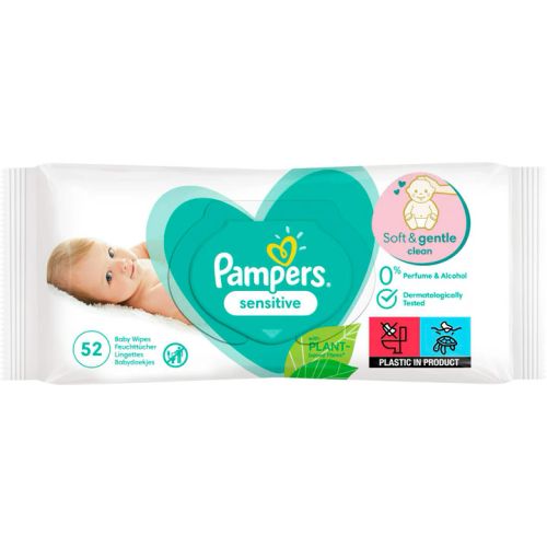 Серветки вологі Pampers Sensitive дитячі 52 шт - фото №1 Серветки вологі Pampers Sensitive дитячі 52 шт