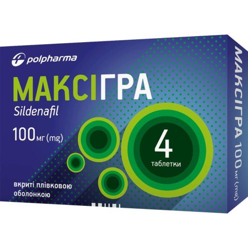 Максигра 100 мг таблетки №4 - фото №1 Максигра 100 мг таблетки №4