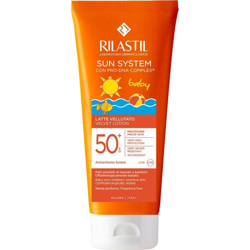 Лосьон для тела Rilastil (Риластил) Бархатный солнцезащитный детский SPF 50+, 200 мл - фото №1 Лосьон для тела Rilastil (Риластил) Бархатный солнцезащитный детский SPF 50+, 200 мл