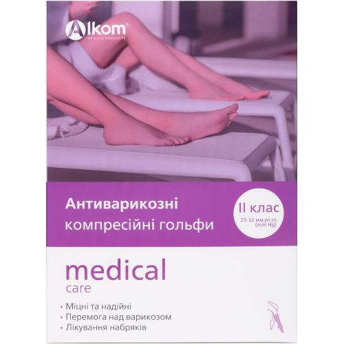 Гольфи Алком компресійні антиварикозні, клас 2, відкритий мисок, бежевий, р.3 (00102) - фото №1 Гольфи Алком компресійні антиварикозні, клас 2, відкритий мисок, бежевий, р.3 (00102)