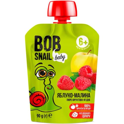 Пюре фруктове Bob Snail Равлик Боб Яблуко-Малина 90 г в Україні - фото №1 Пюре фруктове Bob Snail Равлик Боб Яблуко-Малина 90 г в Україні