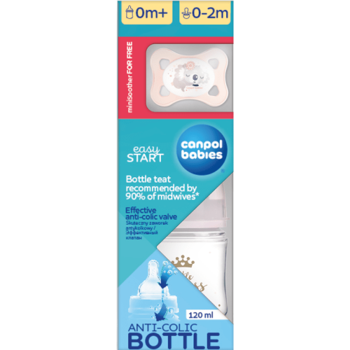 Набір для новонароджених Canpol babies для дівчинки: пляшка 120 мл + пустушка Mini 1 шт. - фото №1 Набір для новонароджених Canpol babies для дівчинки: пляшка 120 мл + пустушка Mini 1 шт.