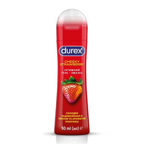 Інтимний гель-змазка DUREX Cheeky Strawberry зі смаком та ароматом полуниці (лубрикант), 50 мл - фото №1 Інтимний гель-змазка DUREX Cheeky Strawberry зі смаком та ароматом полуниці (лубрикант), 50 мл