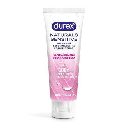 Інтимний гель-змазка DUREX Naturals Sensitive заспокійливий ефект Алое Вера, із натуральних інгредієнтів без барвників та ароматизаторів (лубрикант), 100 мл - фото №1 Інтимний гель-змазка DUREX Naturals Sensitive заспокійливий ефект Алое Вера, із натуральних інгредієнтів без барвників та ароматизаторів (лубрикант), 100 мл