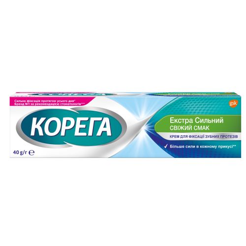 Корега Свіжий смак для зубних протезів 40 мл - фото №1 Корега Свіжий смак для зубних протезів 40 мл