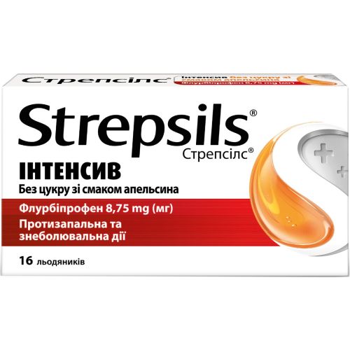Стрепсилс интенсив без сахара со вкусом апельсина 8,75 мг леденцы №16 - фото №1 Стрепсилс интенсив без сахара со вкусом апельсина 8,75 мг леденцы №16