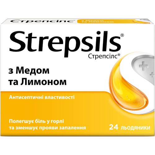 Стрепсілс з медом та лимоном льодяники №24 - фото №1 Стрепсілс з медом та лимоном льодяники №24