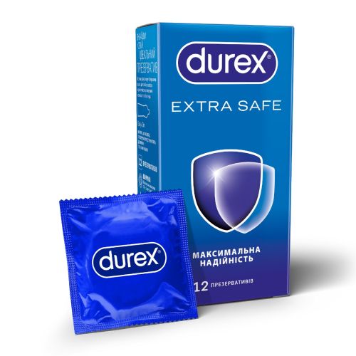 Презервативы латексные с силиконовой смазкой DUREX Extra Safe (утолщенные для максимальной надежности), 12 шт. - фото №1 Презервативы латексные с силиконовой смазкой DUREX Extra Safe (утолщенные для максимальной надежности), 12 шт.