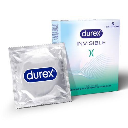 Презервативи латексні з силіконовою змазкою DUREX Іnvisible (ультратонкі), З шт. - фото №1 Презервативи латексні з силіконовою змазкою DUREX Іnvisible (ультратонкі), З шт.