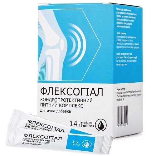 Флексогіал хондропротекторний питний комплекс розчин по 15 мл пакетики №14 - фото №1 Флексогіал хондропротекторний питний комплекс розчин по 15 мл пакетики №14