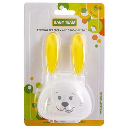 Набор Baby Team (Беби Тим) для кормления (вилочка и ложечка) в футляре - фото №1 Набор Baby Team (Беби Тим) для кормления (вилочка и ложечка) в футляре