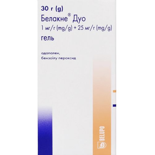 Белакне Дуо гель 1 мг/г + 25 мг/г флакон з безповітряною помпою 30 г - фото №1 Белакне Дуо гель 1 мг/г + 25 мг/г флакон з безповітряною помпою 30 г