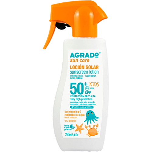 Лосьон Agrado (Аградо) солнцезащитный для детей Kids SPF50+ 250 мл - фото №1 Лосьон Agrado (Аградо) солнцезащитный для детей Kids SPF50+ 250 мл
