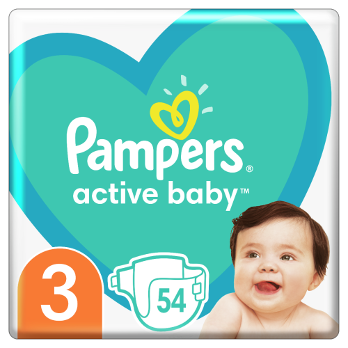 Підгузки Pampers Active Baby Розмір 3 (6-10 кг) 54 шт - фото №1 Підгузки Pampers Active Baby Розмір 3 (6-10 кг) 54 шт