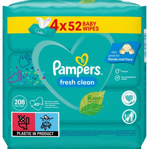 Cалфетки Pampers Fresh Clean 4х52 шт - фото №1 Cалфетки Pampers Fresh Clean 4х52 шт